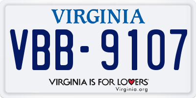 VA license plate VBB9107