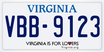 VA license plate VBB9123