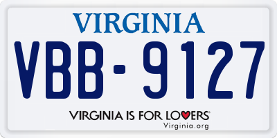VA license plate VBB9127