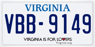 VA license plate VBB9149