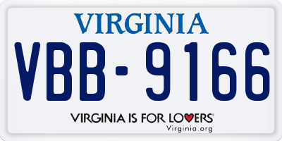 VA license plate VBB9166