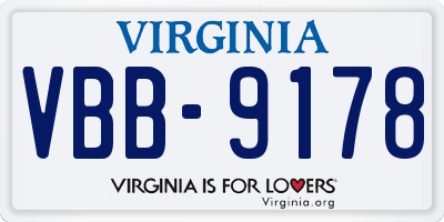VA license plate VBB9178