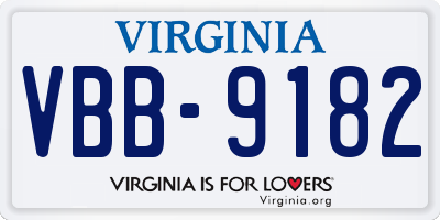 VA license plate VBB9182