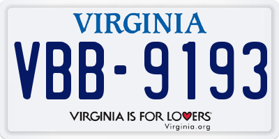 VA license plate VBB9193