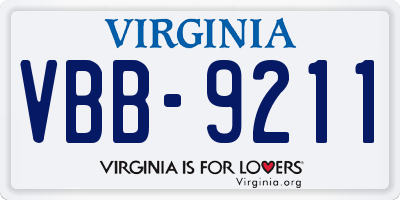 VA license plate VBB9211