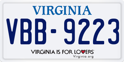 VA license plate VBB9223
