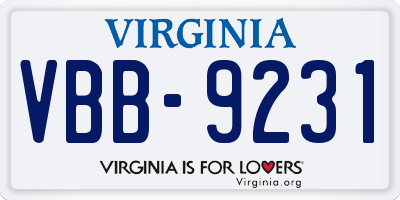 VA license plate VBB9231