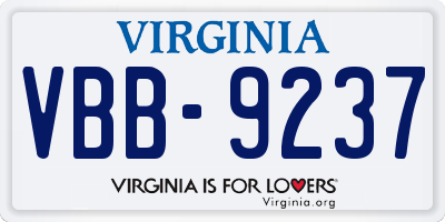 VA license plate VBB9237