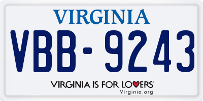 VA license plate VBB9243