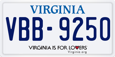 VA license plate VBB9250
