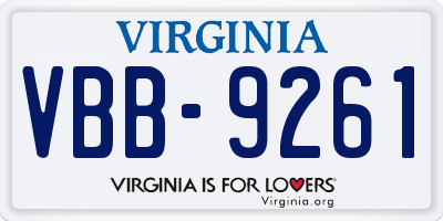 VA license plate VBB9261