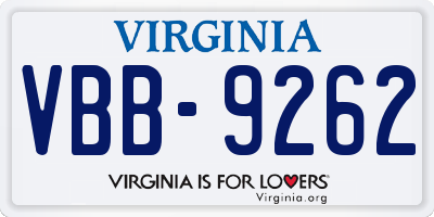 VA license plate VBB9262
