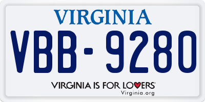 VA license plate VBB9280