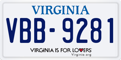 VA license plate VBB9281