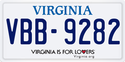 VA license plate VBB9282