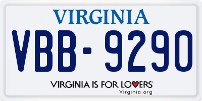 VA license plate VBB9290