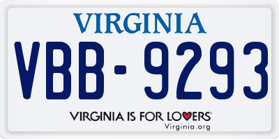 VA license plate VBB9293