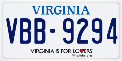 VA license plate VBB9294
