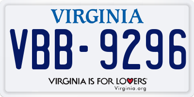 VA license plate VBB9296