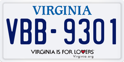 VA license plate VBB9301