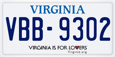 VA license plate VBB9302