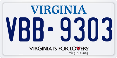 VA license plate VBB9303