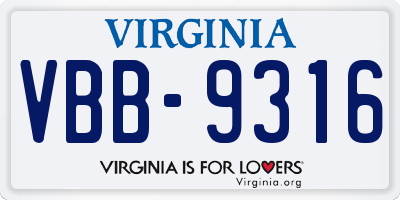 VA license plate VBB9316