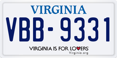 VA license plate VBB9331