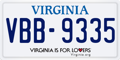 VA license plate VBB9335
