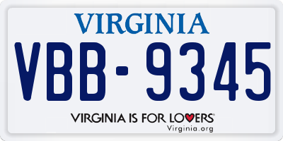 VA license plate VBB9345