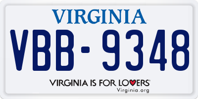 VA license plate VBB9348