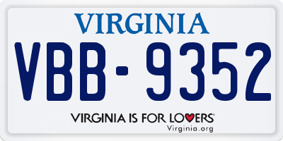 VA license plate VBB9352