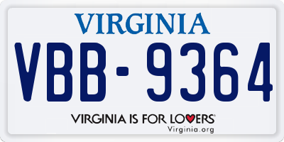VA license plate VBB9364
