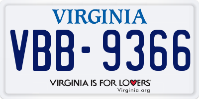 VA license plate VBB9366