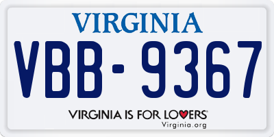 VA license plate VBB9367