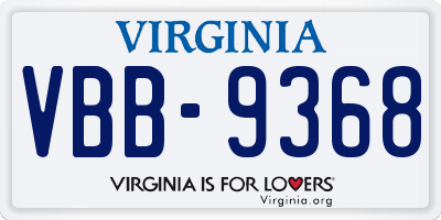 VA license plate VBB9368