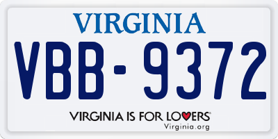 VA license plate VBB9372