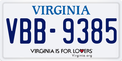 VA license plate VBB9385