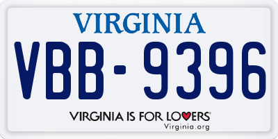 VA license plate VBB9396