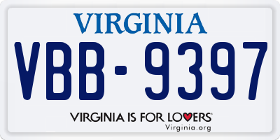 VA license plate VBB9397