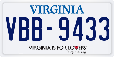 VA license plate VBB9433