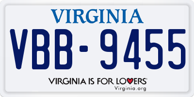VA license plate VBB9455