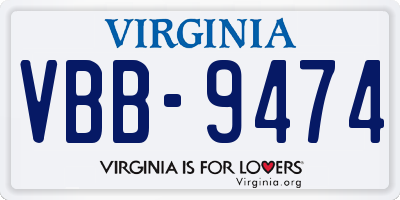 VA license plate VBB9474