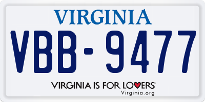 VA license plate VBB9477