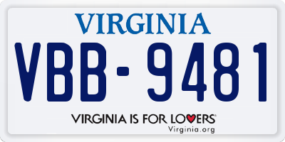 VA license plate VBB9481