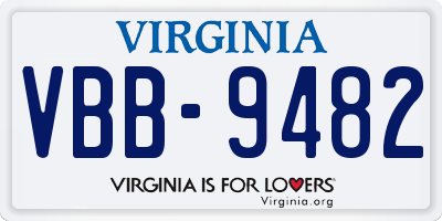 VA license plate VBB9482