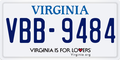VA license plate VBB9484