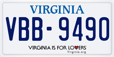 VA license plate VBB9490
