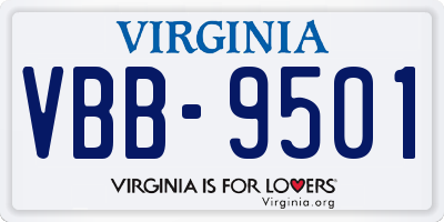 VA license plate VBB9501