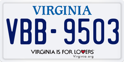 VA license plate VBB9503